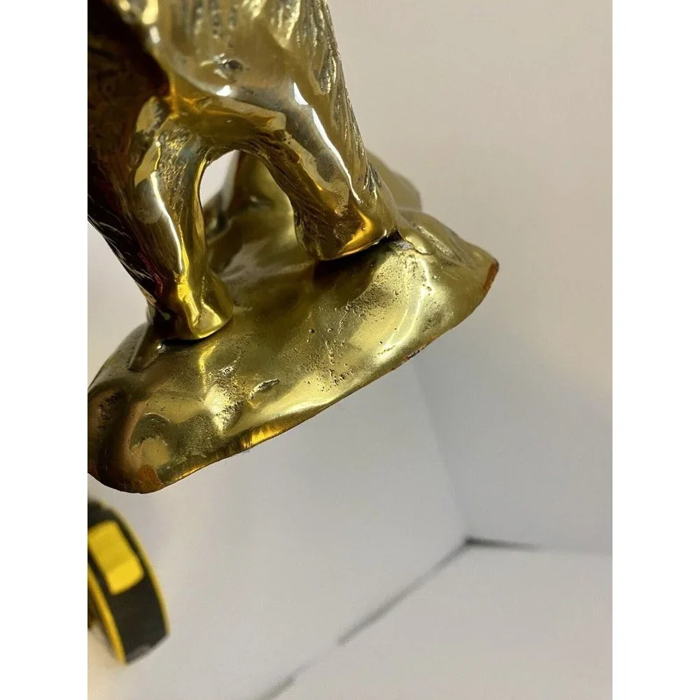 Vintage Brass Bear on‎ Rock Mountain Large 9” Made in Korea See All Pics As Is